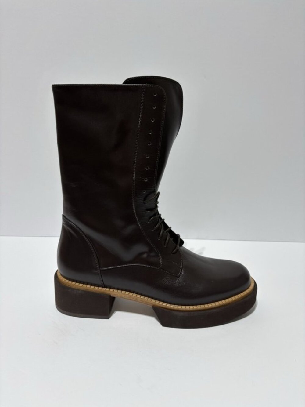 Paloma Barcelo Women’s Marais Brown Leather Boots, Size EUR 39, US 9 M